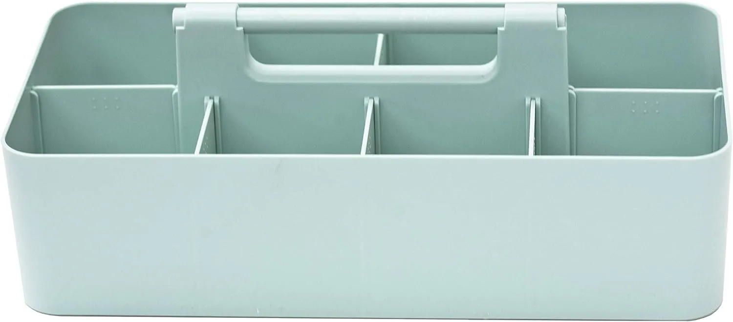 -Large Portable Caddy, DIY Dividers, 8 Compartments, School Office Supplies Home Business Organizer,Portable Basket with Handle Storage Organizer Modern Made in USA (4 PACK, Mint)