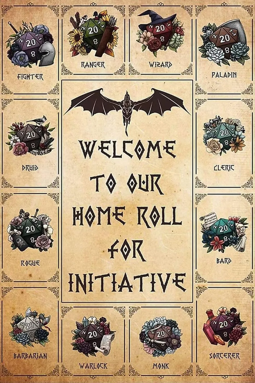 1000 Pieces Wooden Jigsaw Puzzles for Adults-Welcome to Our Home Roll for Initiative Poster Dungeons and Dragon Roleplaying Game Poster Suitable for All Puzzle Toy Enthusiasts