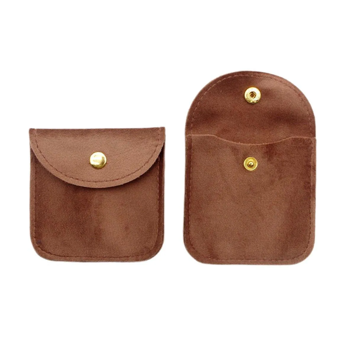 10pcs Velvet Jewelry Pouch Button Closure Thick Soft Ring Necklace Storage Bag