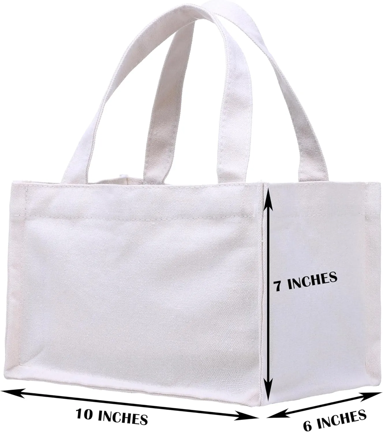 10" x 7" x 6" Small Canvas Tote Bags Personalized Mini Gift Bag DIY Crafts Blank ReuseableTote Bags Bulk