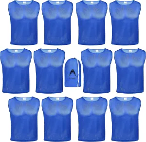 12 pcs Duramesh Pinnies/Scrimmage Vest - Kids Youth and Adult Pinnies, Numbered Penny Jerseys for Soccer