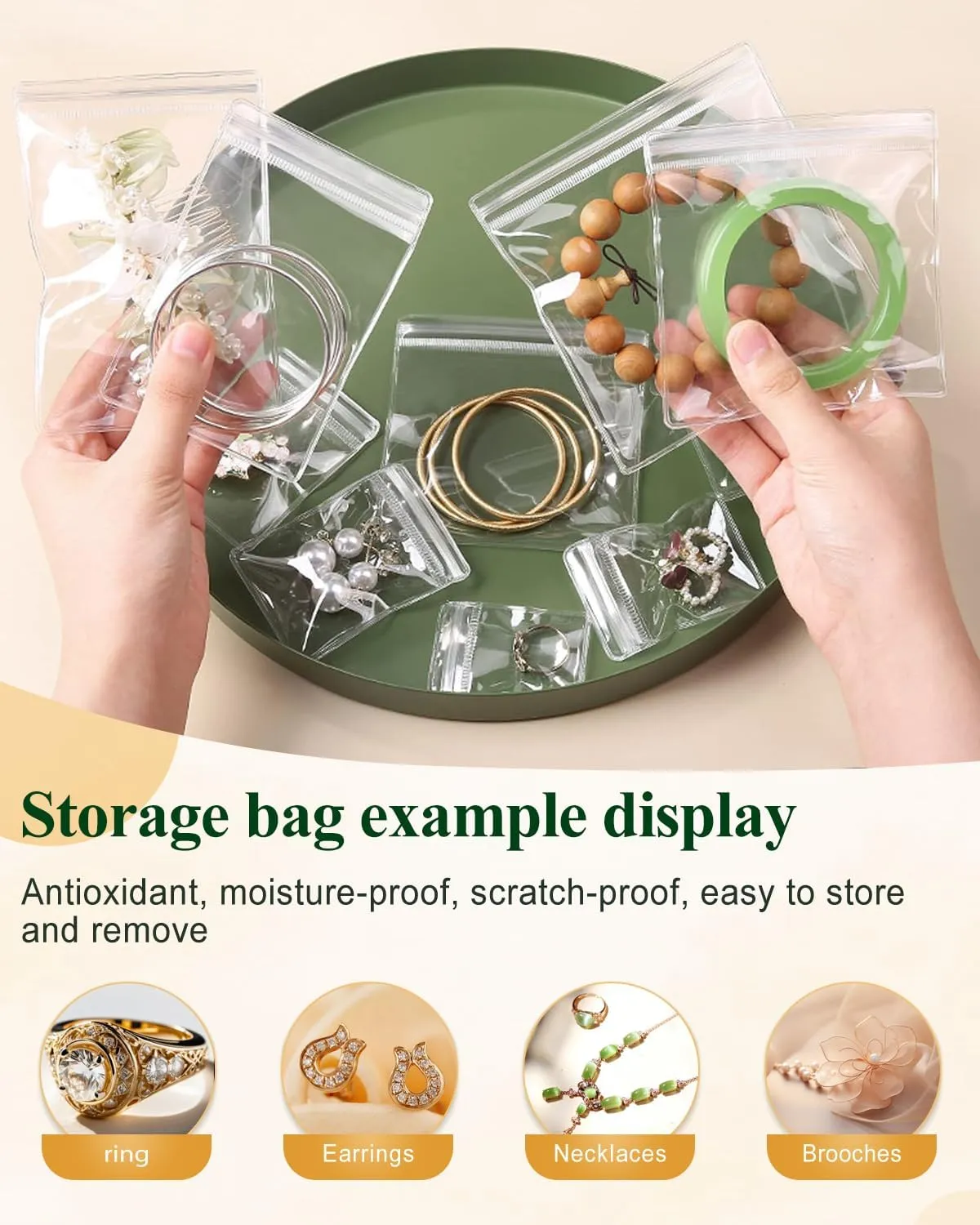 120 Pcs Jewelry Storage Bags Clear Earring Bags Small Clear Zippered Pouch (Jewelry Pouches, Set 3 Sizes)