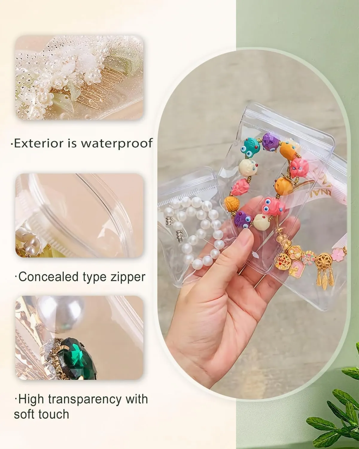 120 Pcs Jewelry Storage Bags Clear Earring Bags Small Clear Zippered Pouch (Jewelry Pouches, Set 3 Sizes)