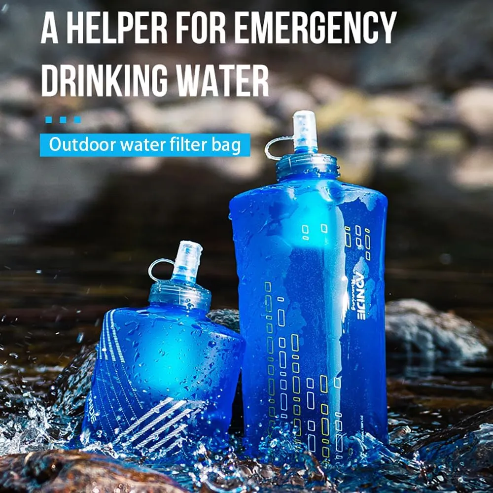 1/2L Soft Flask, TPU Water Reservoir Flask with Water Filter, Handheld BPA Free Hydration Soft Water Bottle for Outdoor Running Camping Hiking Climbing (2L)