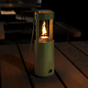 15Hour  Long Burning Mini Candle Lantern for Real Candles, Outdoor Camping Emergency Lighting, Portable Survival Lantern for Power Outages w/ Storage Bag - Green