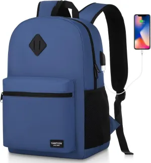 17.3 inch School Backpack,Classic Bookbag Backpack with USB Port for High School College Students Travel