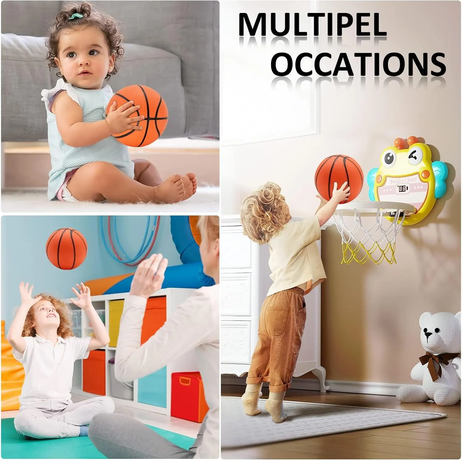 18 Pcs 5" Mini Basketball Set with Pump, PVC Small Basketball for Over The Door Hoop Games, Party Favors, Indoor Outdoor Play, Adults Kids, Pool Beach