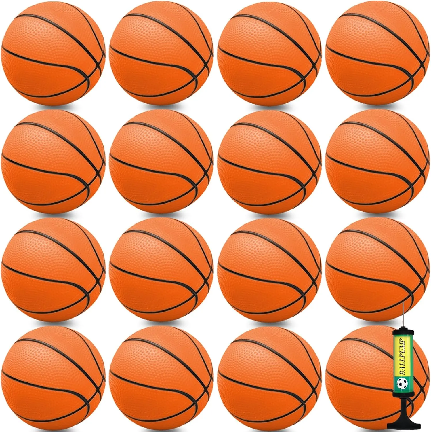 18 Pcs 5" Mini Basketball Set with Pump, PVC Small Basketball for Over The Door Hoop Games, Party Favors, Indoor Outdoor Play, Adults Kids, Pool Beach