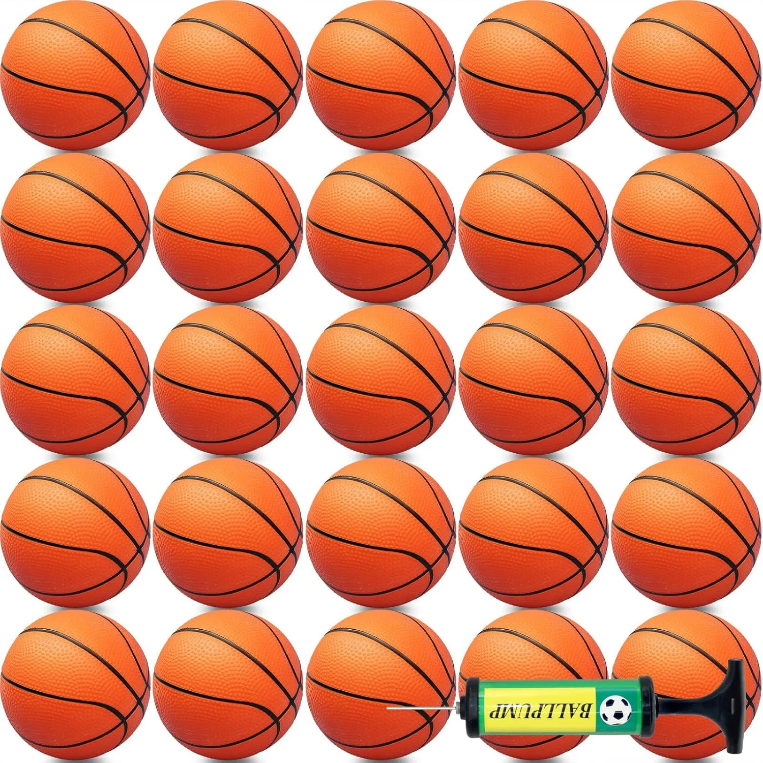 18 Pcs 5" Mini Basketball Set with Pump, PVC Small Basketball for Over The Door Hoop Games, Party Favors, Indoor Outdoor Play, Adults Kids, Pool Beach