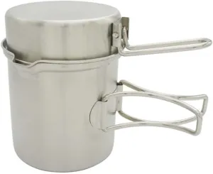 1L Foldable Pot Two-piece Outdoor Picnic Portable Stainless Steel Pot Set