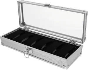 1pc Aluminium Watch Display Storage Box Transparent Window Slot Jewelry Organizer Case for Watches and Accessories Portable Design for Travel and Home Use