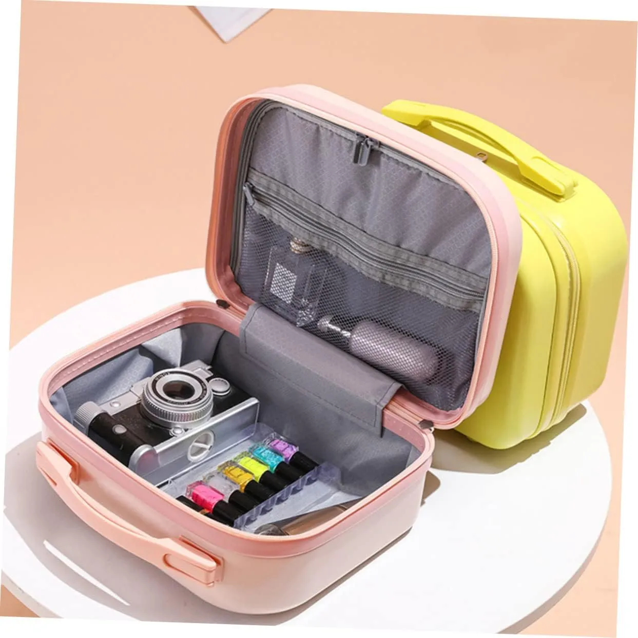 1pc Cosmetic Case Toiletry Bag for Women Mini Travelling Case Cosmetics Storage Bag Miss Storage Box, Yellow, 31X27X15CM