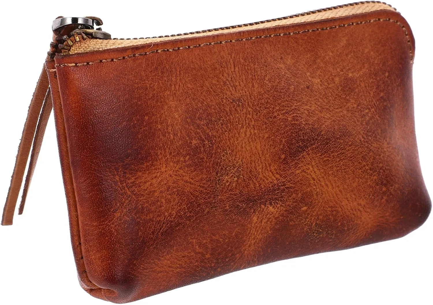 1Pc Handmade Distressed Leather Change Purse Vintage Coin Storage Pouch for Credit Cards and Loose Change Compact and Practical Leather Carrying Bag