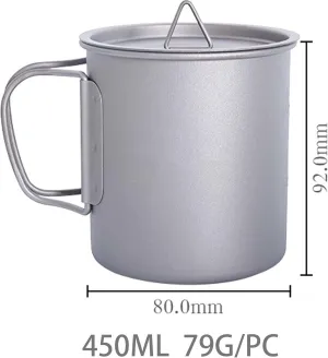 1pc pure titanium folding water cup 450ML outdoor camping portable coffee cup