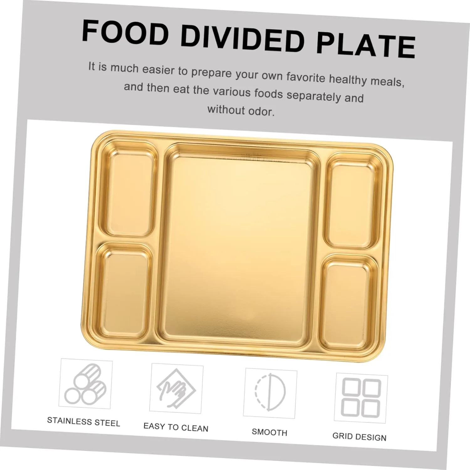 1pc Stainless Steel Divided Food Plate Plate Dividers for Camping Hiking and Home