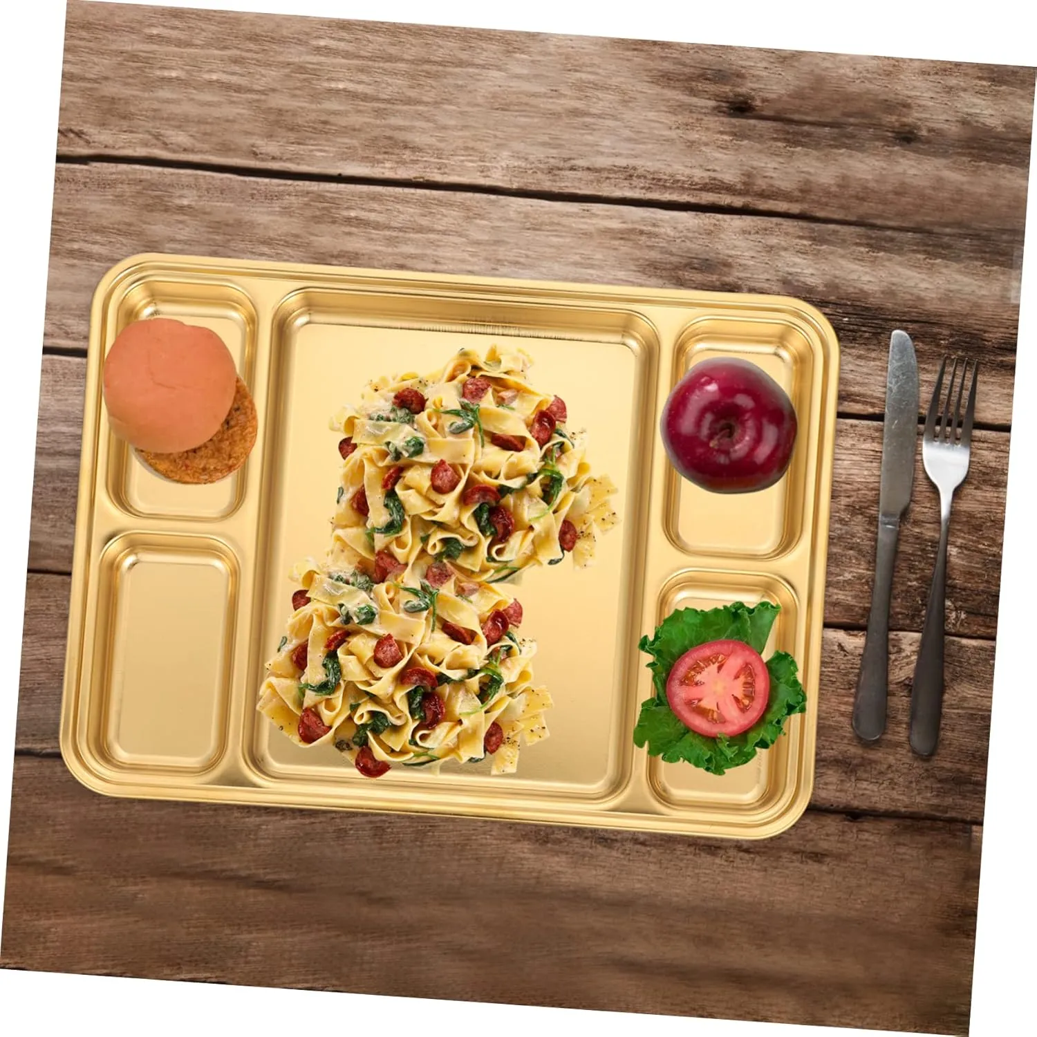 1pc Stainless Steel Divided Food Plate Plate Dividers for Camping Hiking and Home