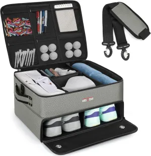 2 Layer Golf Trunk Organizer, Golf Trunk Locker with Separate Compartment for 2 Pair Shoes, Golf Trunk Storage for Balls, Tees, Clothes, Gloves, Accessories