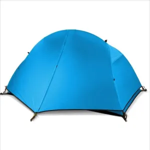 2-Person Windproof Camping Tent, Waterproof Portable Tent for Backpacking, Hiking & Festivals, Blue with Large Ventilation Windows