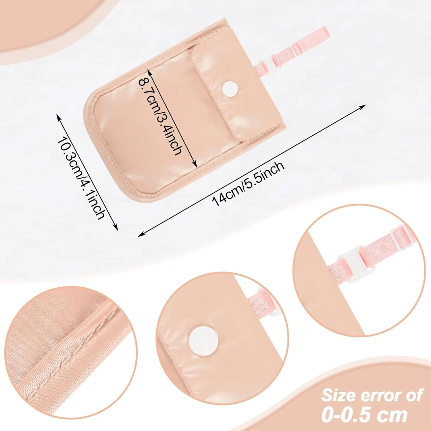 2 Pieces Travel Bra Wallet for Women Hidden Bra Wallet Pickpocket Proof Under Clothes Money Belt Pouch Secret for Passport Money Valuables(4 x 5.4 Inch,White, Pink)