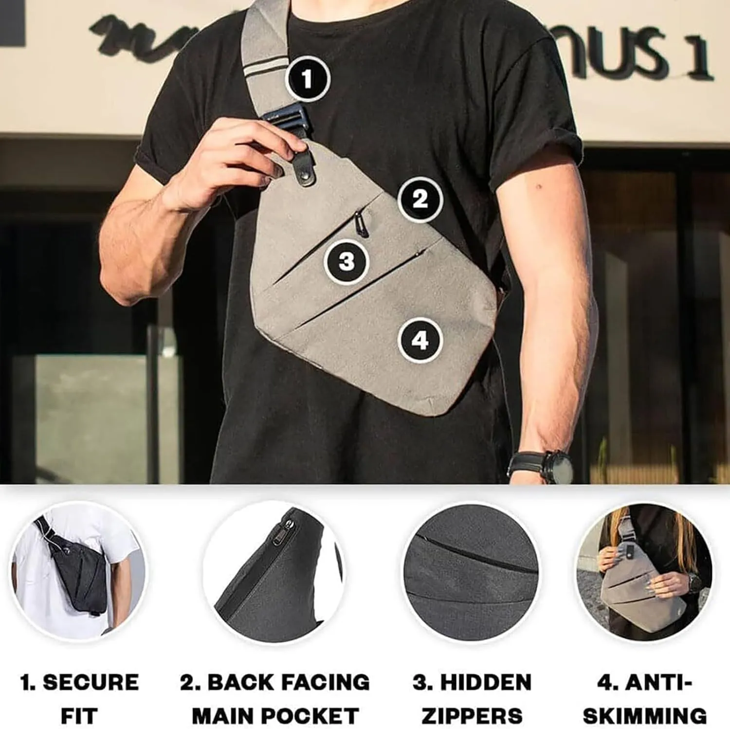 2024 NEW Anti Theft Travel Bag Slim Sling Bag Cross Body Travel Bag