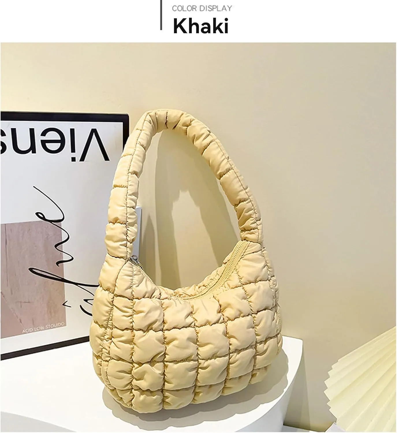 2025 Puff Mini Shoulder Bag for Women - Lightweight Quilted Tote with Zipper, Stylish Casual Travel Handbag