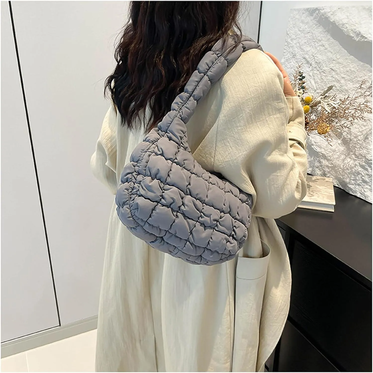 2025 Puff Mini Shoulder Bag for Women - Lightweight Quilted Tote with Zipper, Stylish Casual Travel Handbag