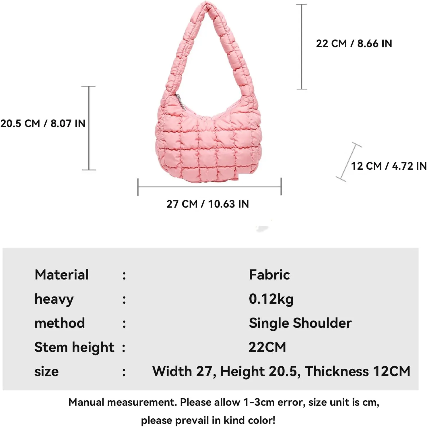 2025 Puff Mini Shoulder Bag for Women - Lightweight Quilted Tote with Zipper, Stylish Casual Travel Handbag