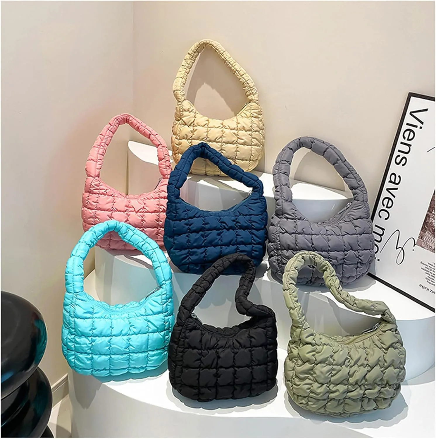 2025 Puff Mini Shoulder Bag for Women - Lightweight Quilted Tote with Zipper, Stylish Casual Travel Handbag