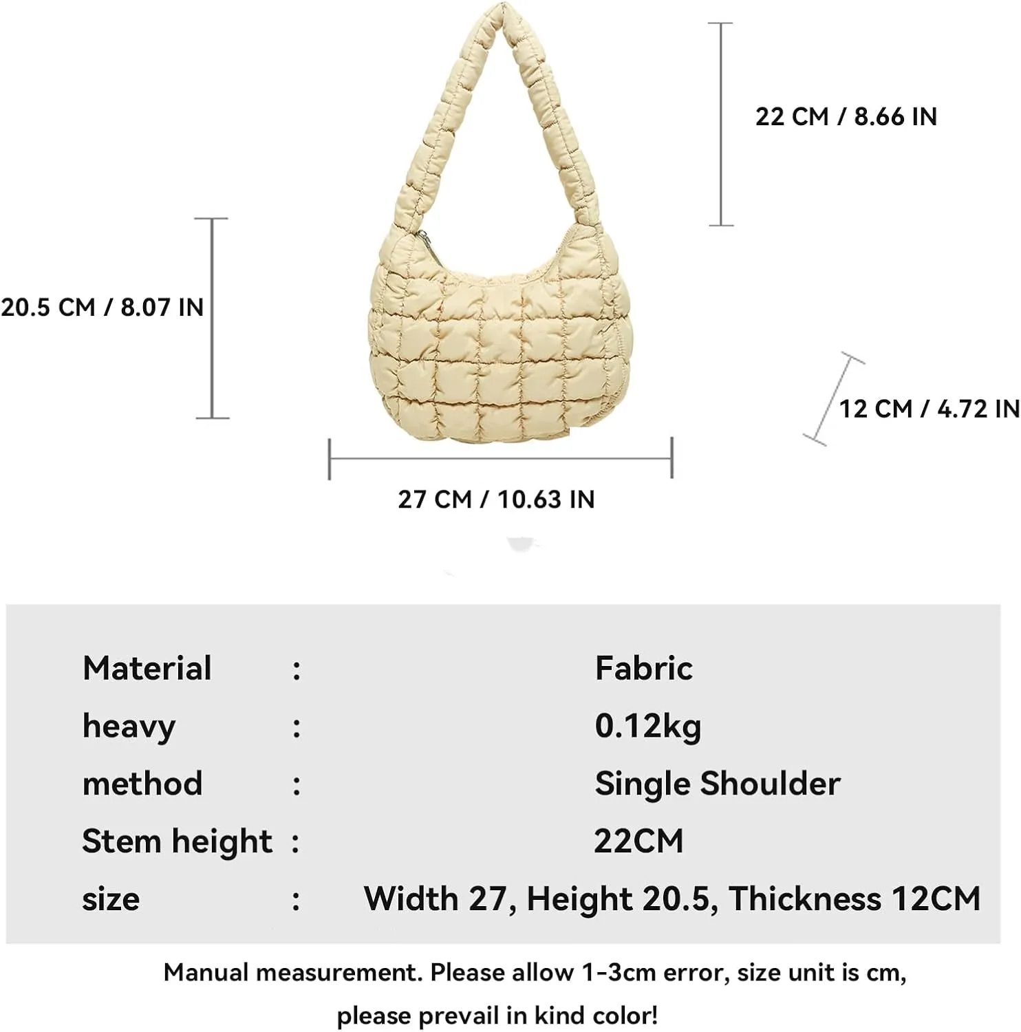 2025 Puff Mini Shoulder Bag for Women - Lightweight Quilted Tote with Zipper, Stylish Casual Travel Handbag