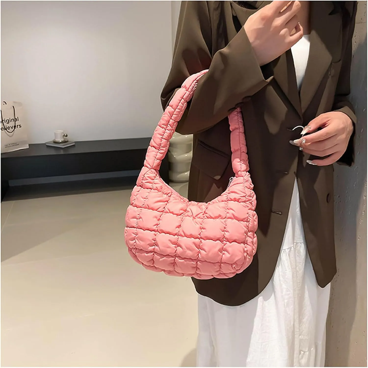 2025 Puff Mini Shoulder Bag for Women - Lightweight Quilted Tote with Zipper, Stylish Casual Travel Handbag