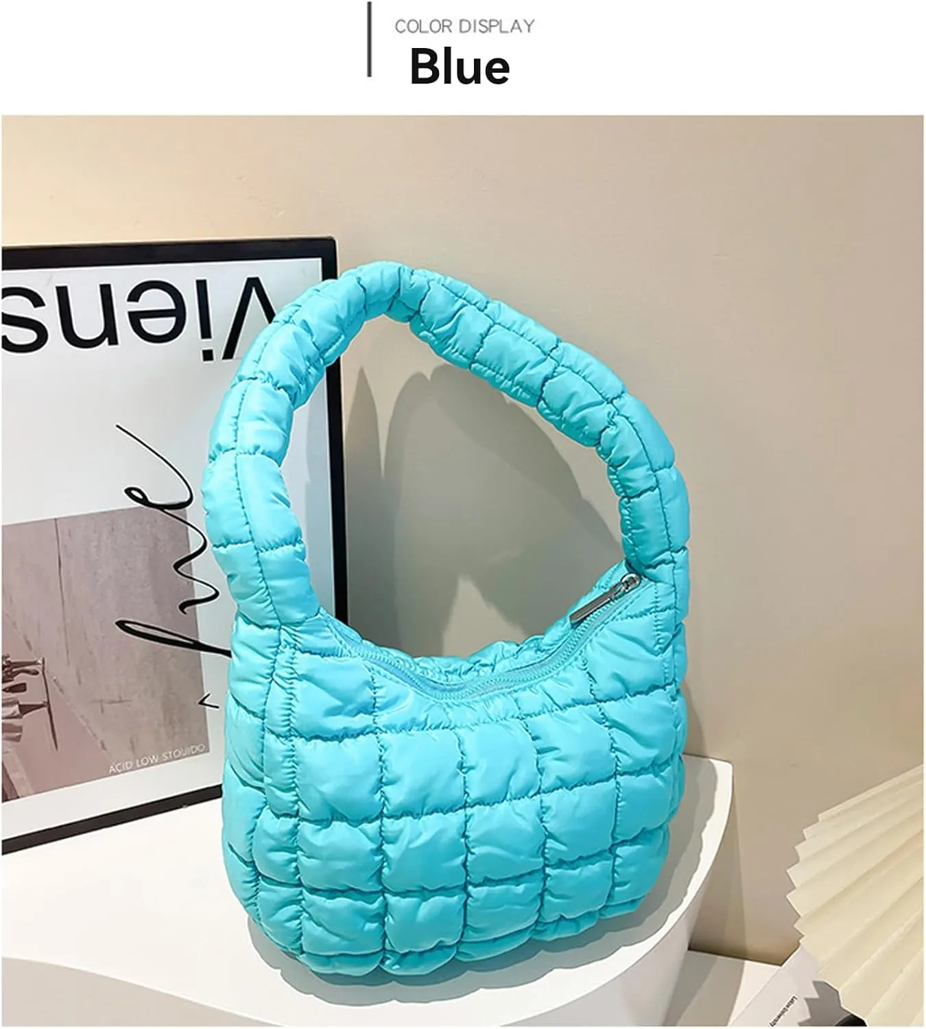 2025 Puff Mini Shoulder Bag for Women - Lightweight Quilted Tote with Zipper, Stylish Casual Travel Handbag