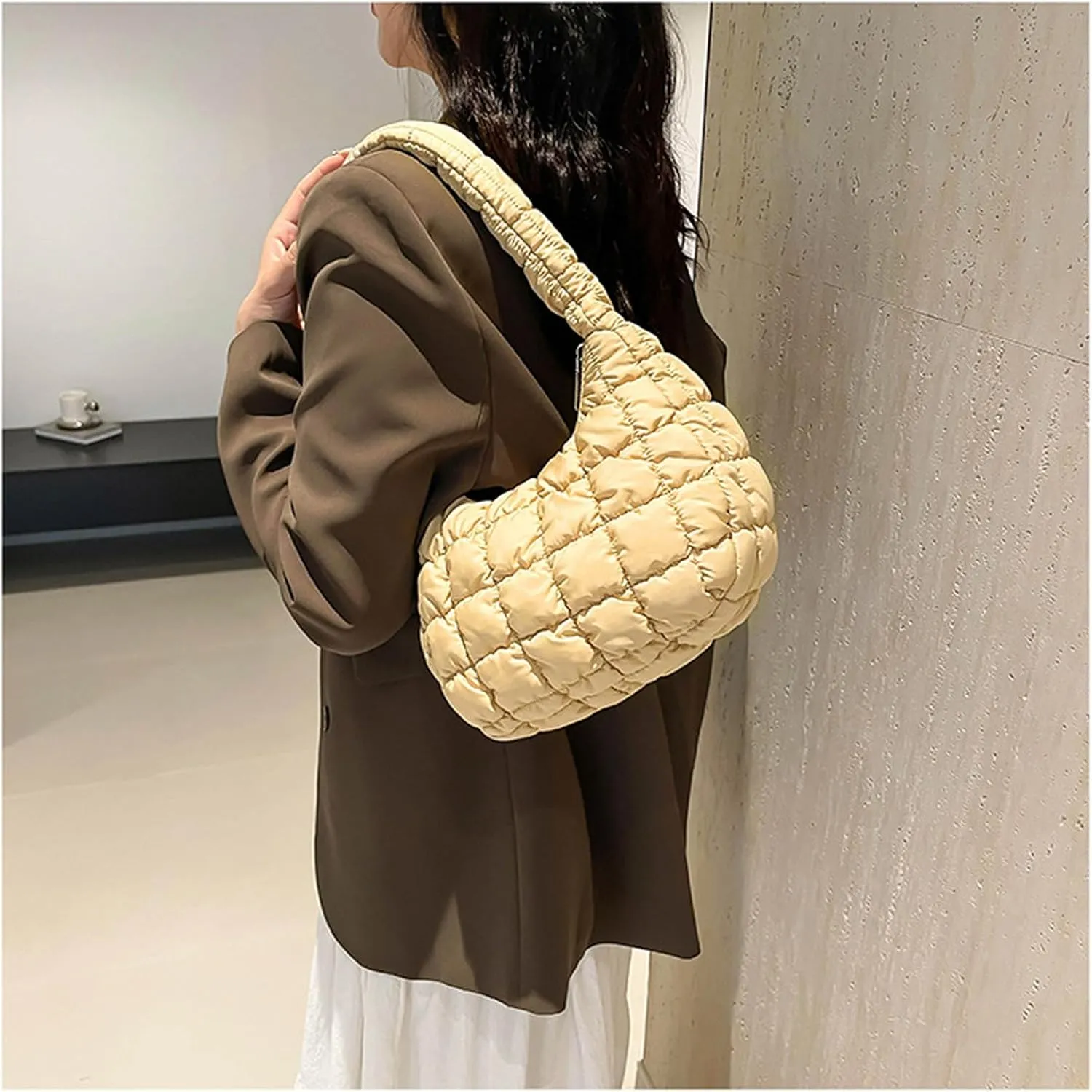 2025 Puff Mini Shoulder Bag for Women - Lightweight Quilted Tote with Zipper, Stylish Casual Travel Handbag