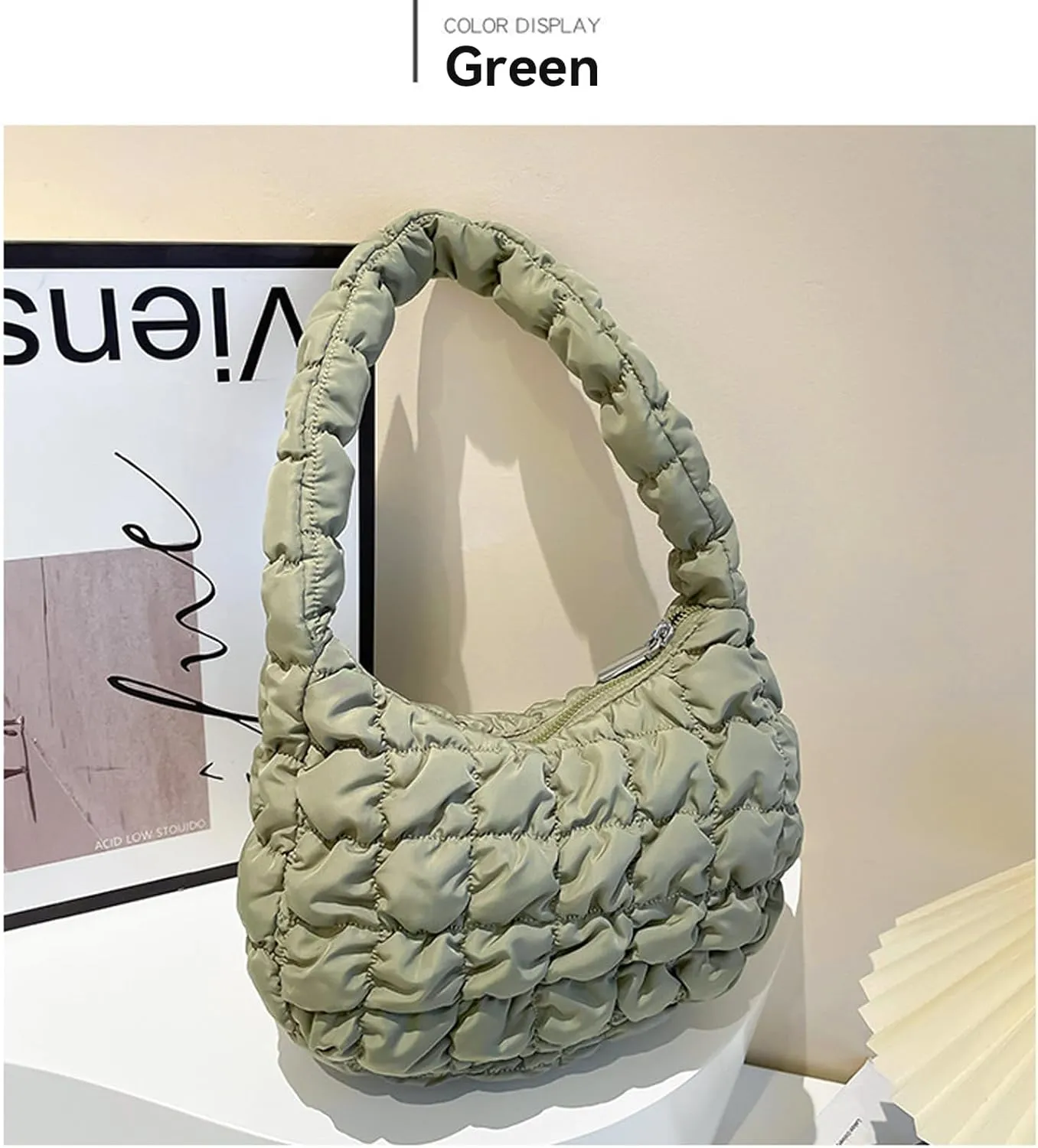 2025 Puff Mini Shoulder Bag for Women - Lightweight Quilted Tote with Zipper, Stylish Casual Travel Handbag