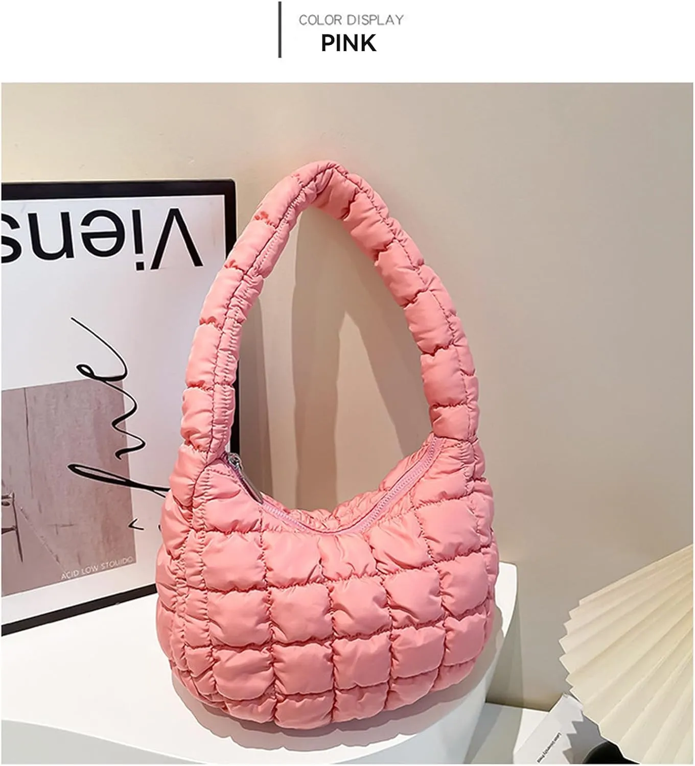2025 Puff Mini Shoulder Bag for Women - Lightweight Quilted Tote with Zipper, Stylish Casual Travel Handbag