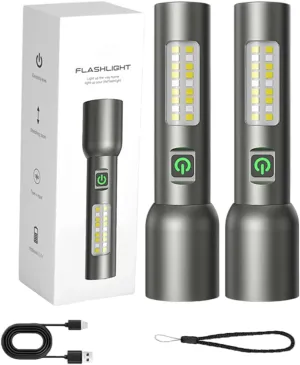 2025 Ultra Bright Zoomable Flashlight, Copenrain Flashlight,Super Bright Waterproof Zoomable Emergencies Handheld Spotlight for Camping, Led Rechargeable Tactical Flashlights High Lumens (2pcs)