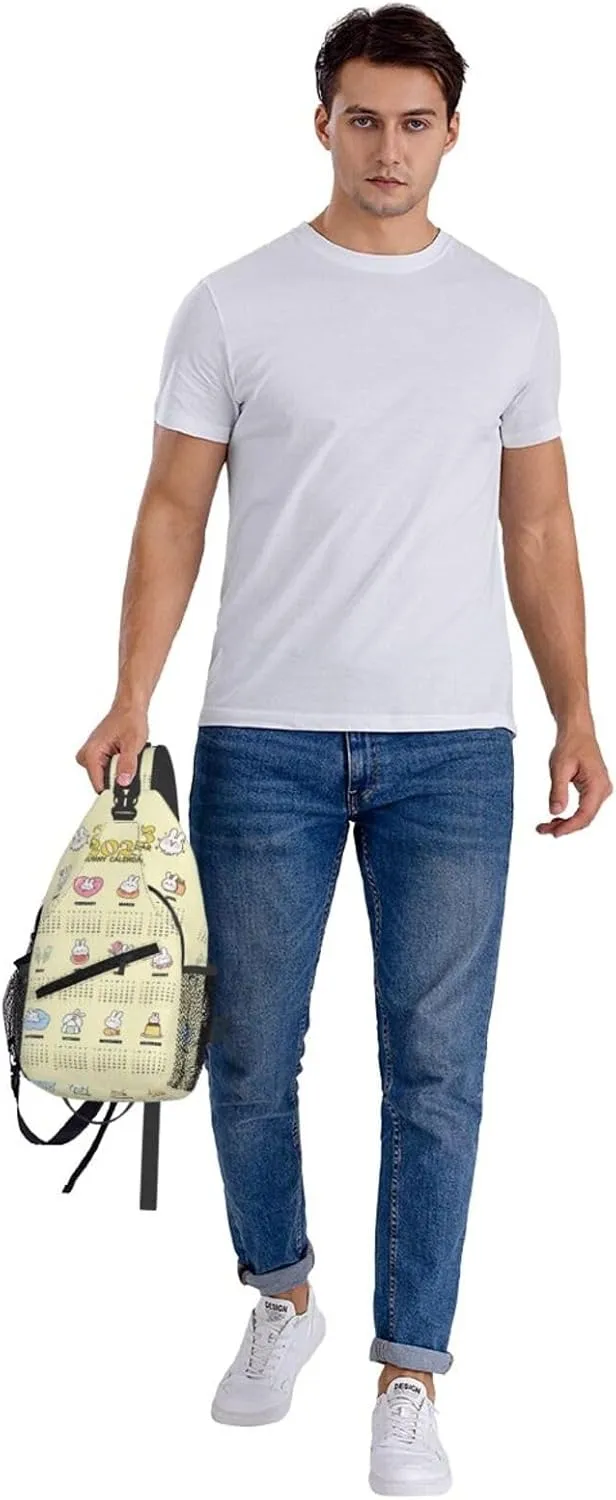 2025 Yearly Calendar Bunny Crossbody Bag Cross Chest Bag Adjustable Sling Backpack Sports Gym Shoulder Bags Travel Cycling Daypack Diagonally Casual Rucksack