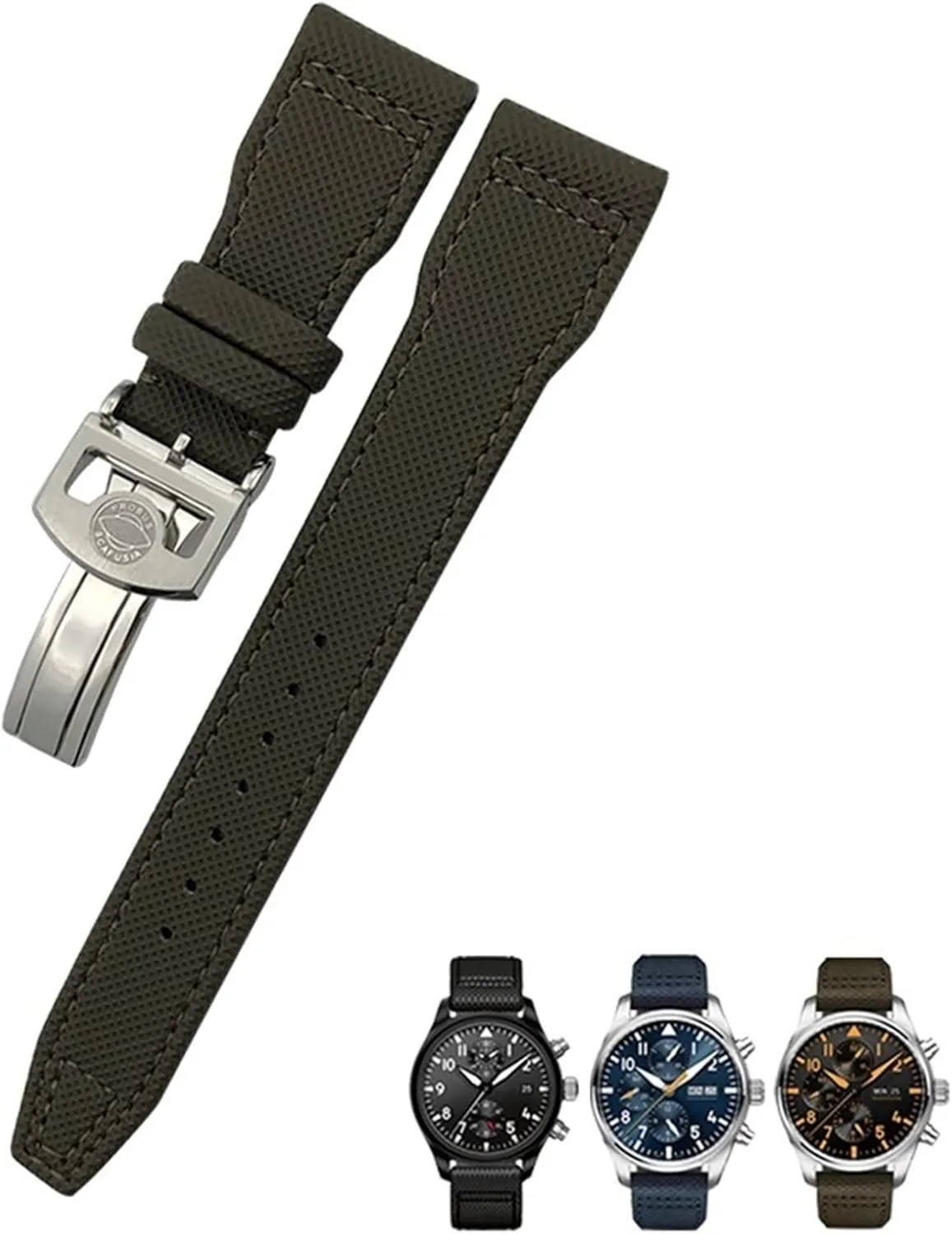 20mm 21mm 22mm Nylon Calfskin Watchband Fit For IWC Big Pilot IW377714 Mark18 SPITFIRE Nylon Real Leather Strap