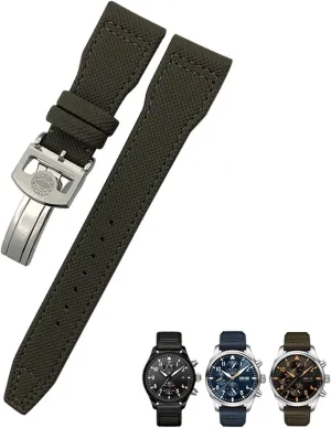 20mm 21mm 22mm Nylon Calfskin Watchband Fit For IWC Big Pilot IW377714 Mark18 SPITFIRE Nylon Real Leather Strap