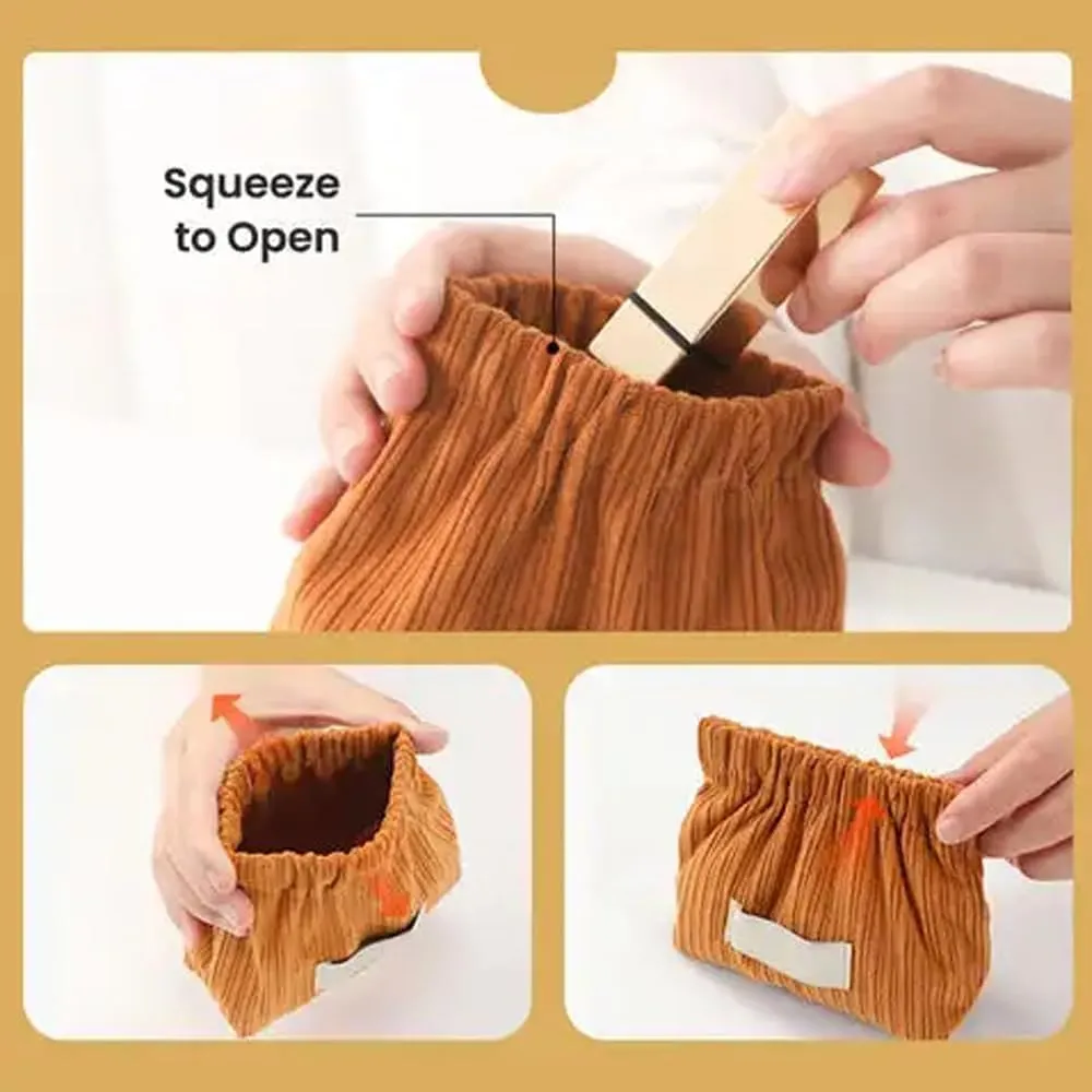 2Pcs Mini Corduroy Elastic Storage Bag Handbags For Women Mini Makeup Bag Corduroy Storage Bag Red Envelope Cosmetics Storage Small Bag (White  Green)
