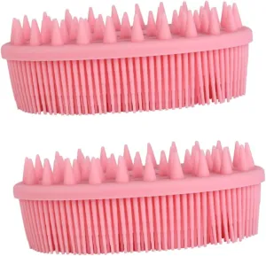 2pcs Pink Silicone Bath-Brushes Set for Baby Bath and Shampoo Exfoliator Soft Massage Effect