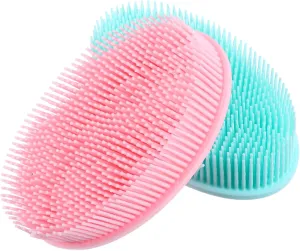 2pcs Silicone Body Scrubber Brush Exfoliating Bath for Deep Cleansing Hair Washing Body Scrub Gentle for All Skin Types Convenient Storage Case