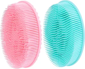 2pcs Silicone Body Shower Brush Gentle Exfoliating Massage Tool for Deep Cleansing and Scalp Care Portable and Easy to Clean for Travel and Home Use