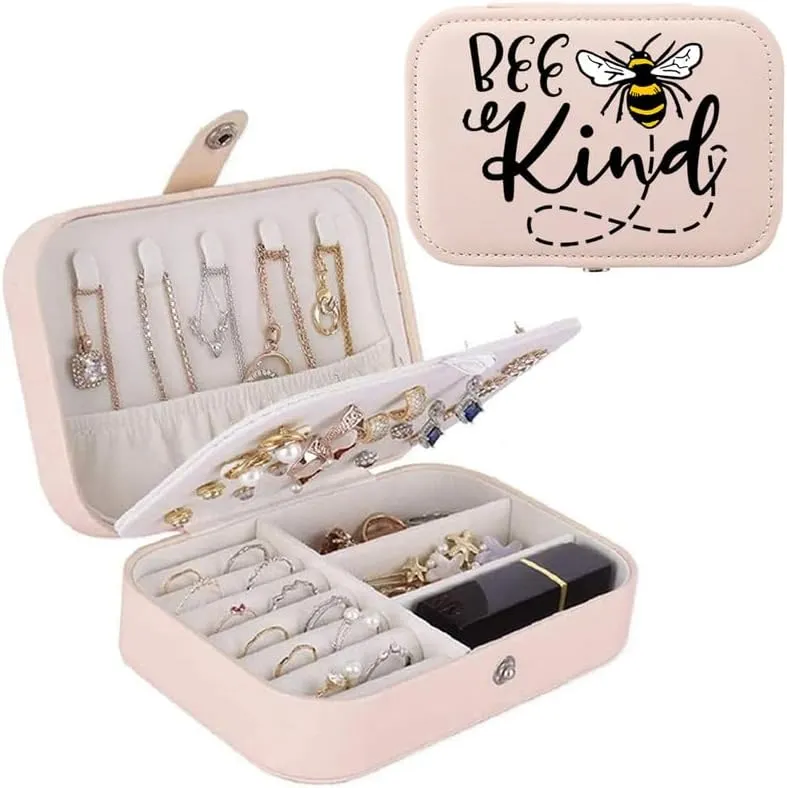 3-In-1 Bee Kind Canvas Tote Bag Grocery Reusable Handbags Jewelry Box and Makeup Bag Set For Teacher Gift