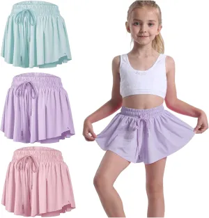 3 Pack Butterfly Flowy Shorts Skirts for Girls Tennis Cheer Stuff Athletic Preppy Running Sports Skirt for Teen Girls