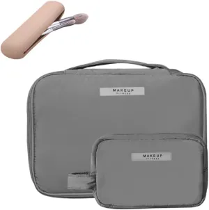 3 Pack Kawaii Cute Makeup Bag Aesthetic Travel Cosmetic Bag Organizer Toiletry Pouch Handbag Brush Holder for Women Teen Girls (Twilight Ash, 3 Pack)