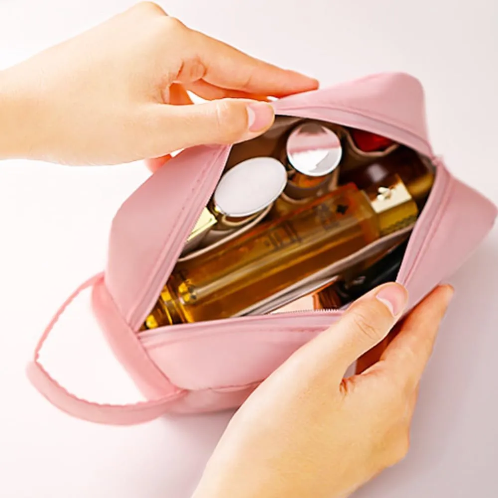 3 Pack Kawaii Cute Makeup Bag Aesthetic Travel Cosmetic Bag Organizer Toiletry Pouch Handbag Brush Holder for Women Teen Girls (Twilight Ash, 3 Pack)