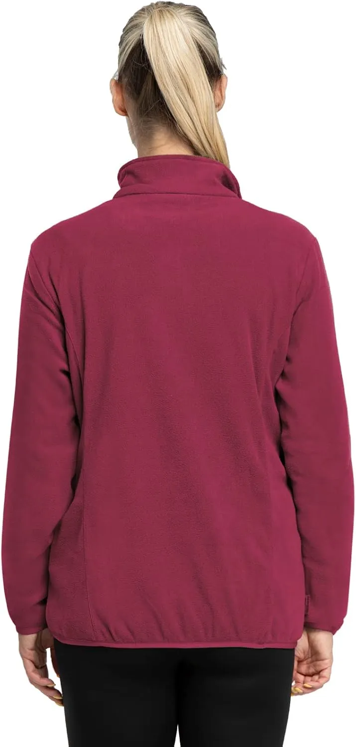 33,000ft Women's Lightweight Long Sleeve Fleece Pullover Jacket, Quarter Zip Top Warm Polar Sweatshirt with Zipper Pockets