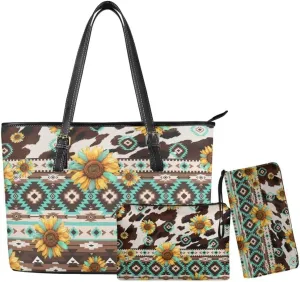 3PCS Tote Handbag Wallet for Women Ladies,Small Handbag and Wallet Set,Travel Handbag and Wallet All in One