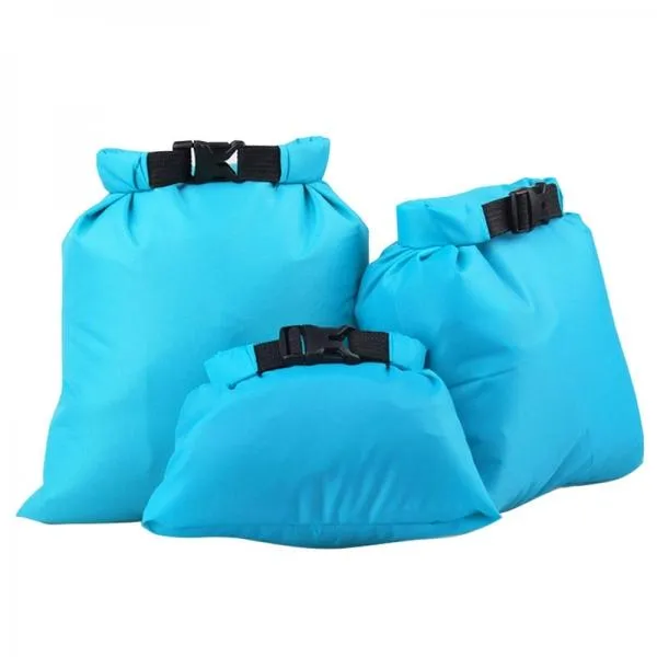 3pcs Waterproof Dry Sack Daypack Lightweight Portable Pouch Storage Bags for Camping Hiking Travel Sky Blue