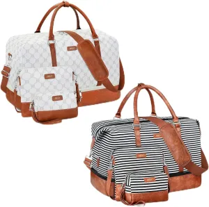 3PCS Weekender Bag for Women Overnight Bag Travel Bag Carry on Duffle Bag with Shoe Compartment Fit 21.5" Laptop